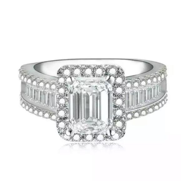 NEW 925 STERLING SILVER DIAMOND ENGAGEMENT RING, CUTE RING, SHINY RING. - Picture 3 of 3